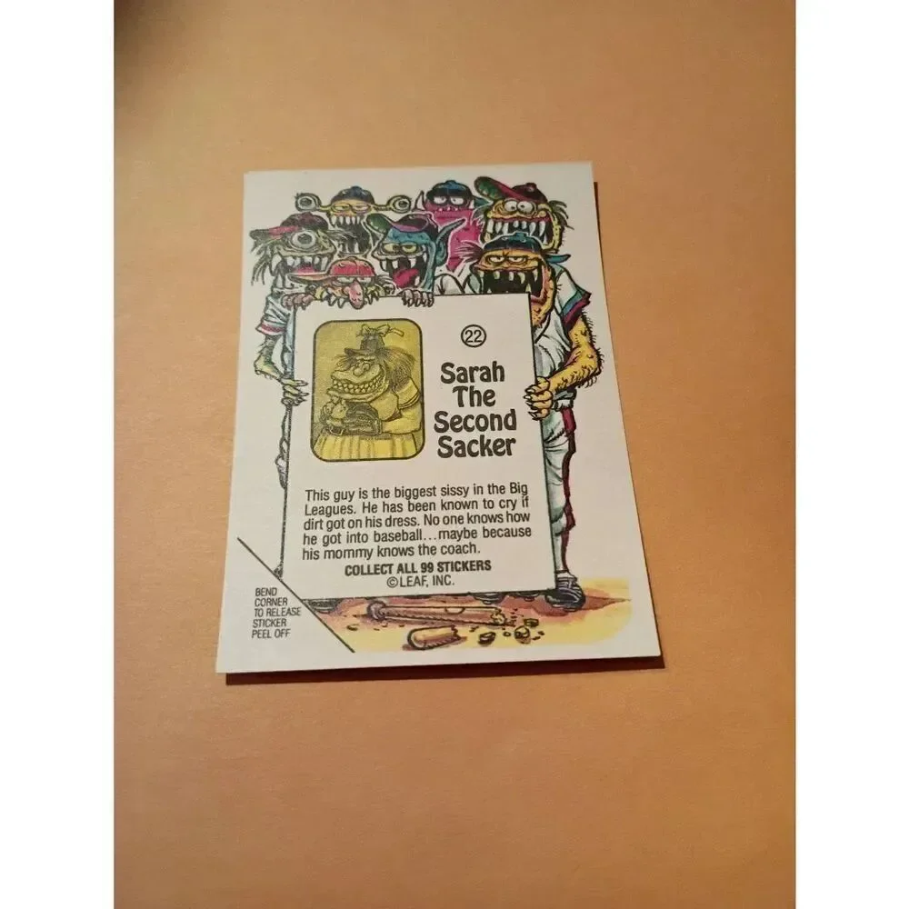 1988 Leaf Awesome All Stars Trading Card 22 Sarah Second Sacker Baseball Parody